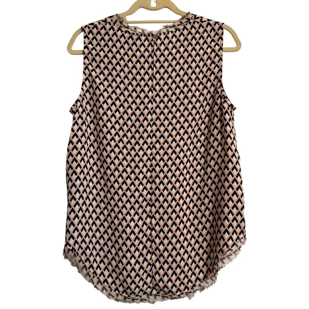 Who What Wear Womens‎ Sleeveless Geometric Diamond Print Shell Tan Black Large - Picture 5 of 5